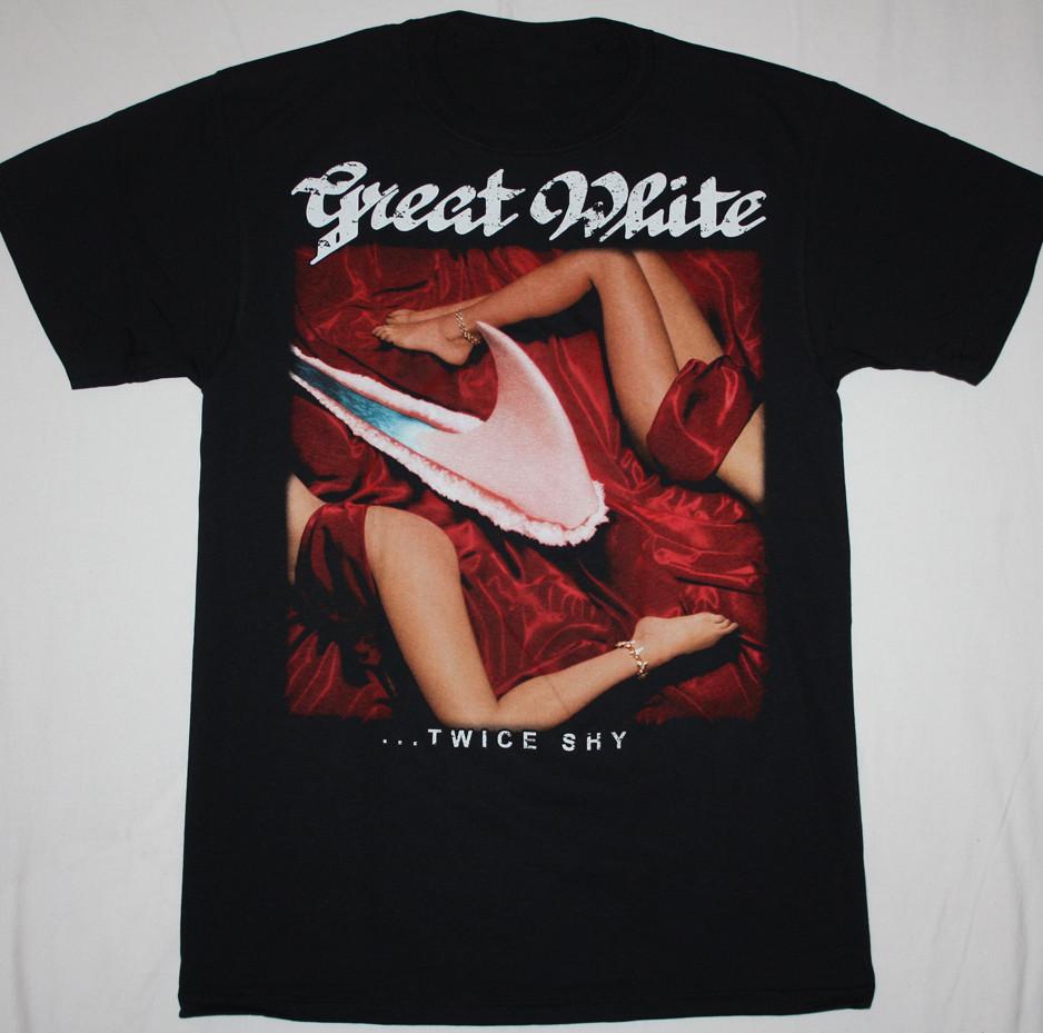 Vintage GREAT WHITE TWICE SHY'89 GLAM T-shirt All Size SG145 FREE SHIPPING
