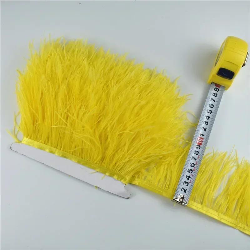 Feather1Meters Ostrich Feathers on Tape Ribbon Fringe Trim 8-10cm DIY Skirt Sewing Trimmings Clothes White Feather DIY Decor Decoration