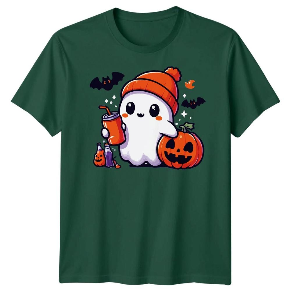 Halloween TShirt Ghost Pumpkin Iced Coffee Spooky Graphic Adults Kids Tee