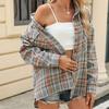 HNXC Женские модные повседневные клетчатые кардиганы с принтом осень-зима с длинными рукавами и воротником-поло