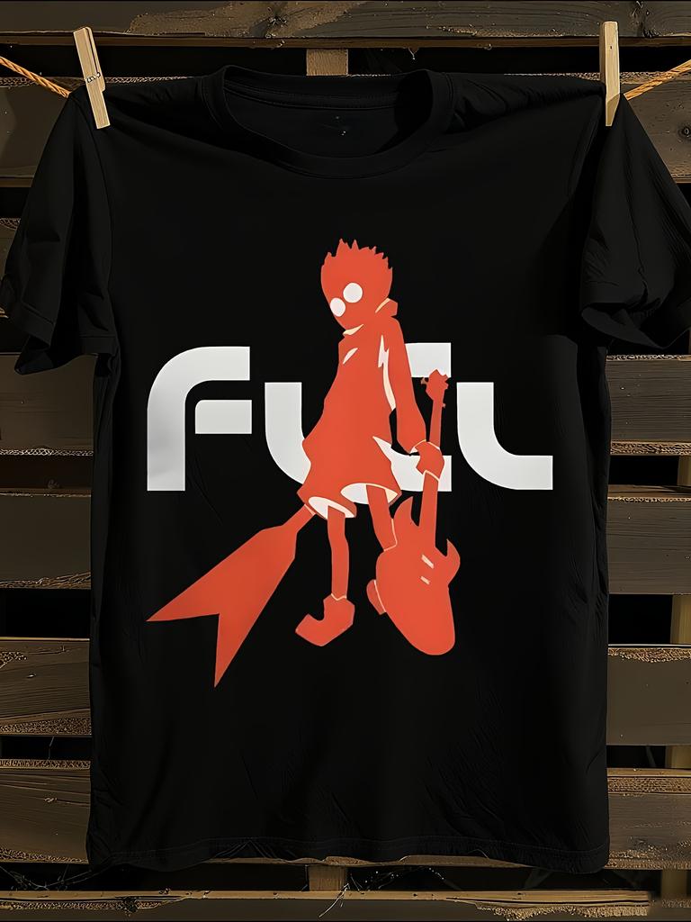 Графическая футболка с принтом из аниме FLCL Мужская футболка Женские футболки с принтом букв Футболка с короткими рукавами Повседневная уличная футболка Топ