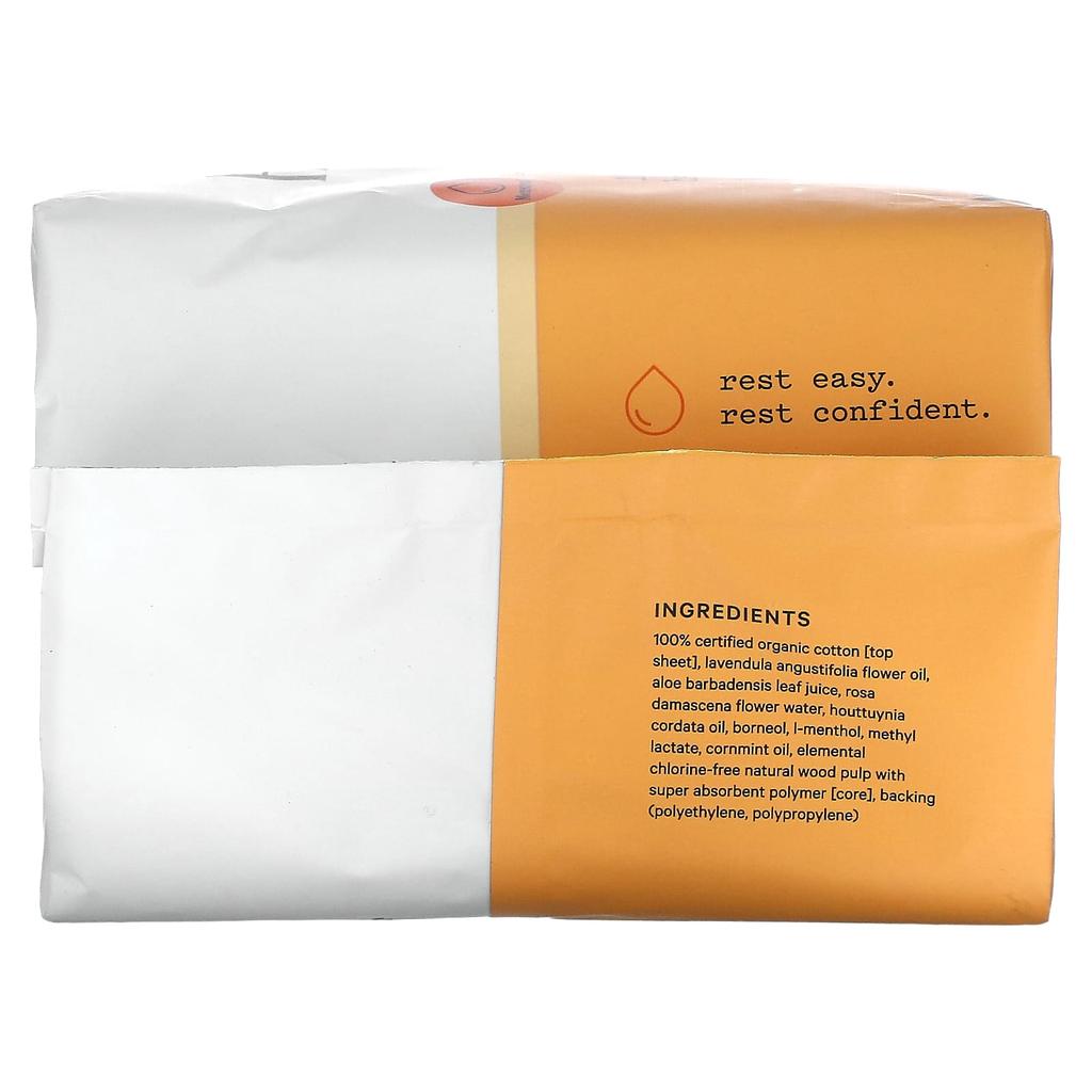 100% Органический Хлопок Покрытие Прокладки для Обильных Выделений Ночные, 16 штук