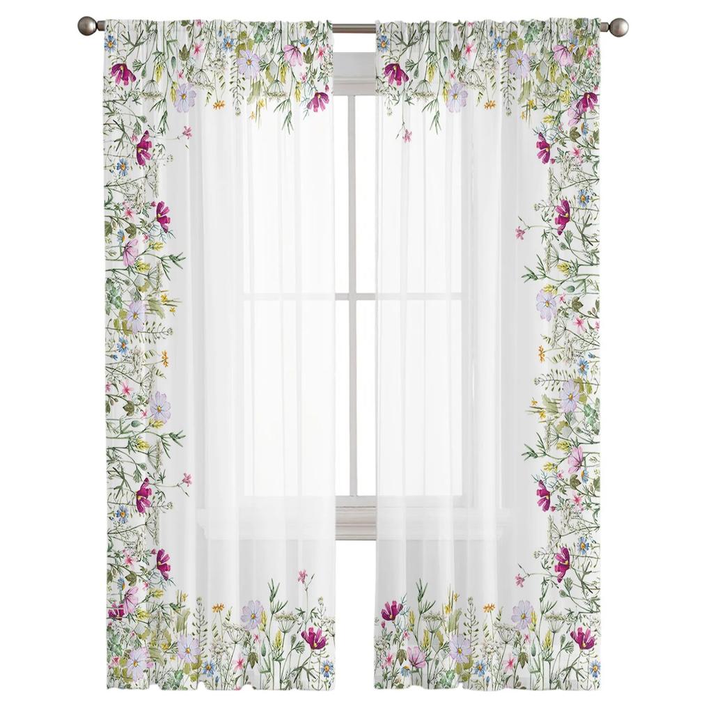 Ферма полевые цветы растение цветок прозрачные шторы для гостиной спальни украшения шифоновая тюль вуаль кухонная оконная занавеска