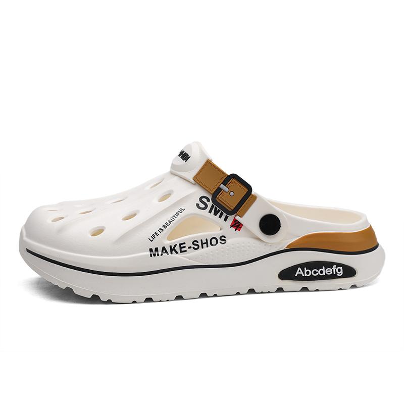 Fashion Summer Men Clogs Non-slip Thick-soled Casual Shoes Outerwear Beach Soft-soled Baotou Slippers Men's Slippers Sandals