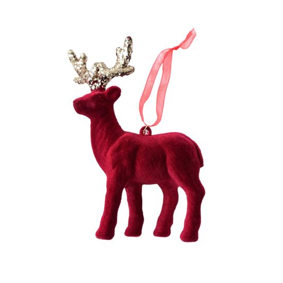 Рождественские украшения Красный Флокированный Конфетный тростник Олень Бант Снежинка Подвесное украшение для дома на елке