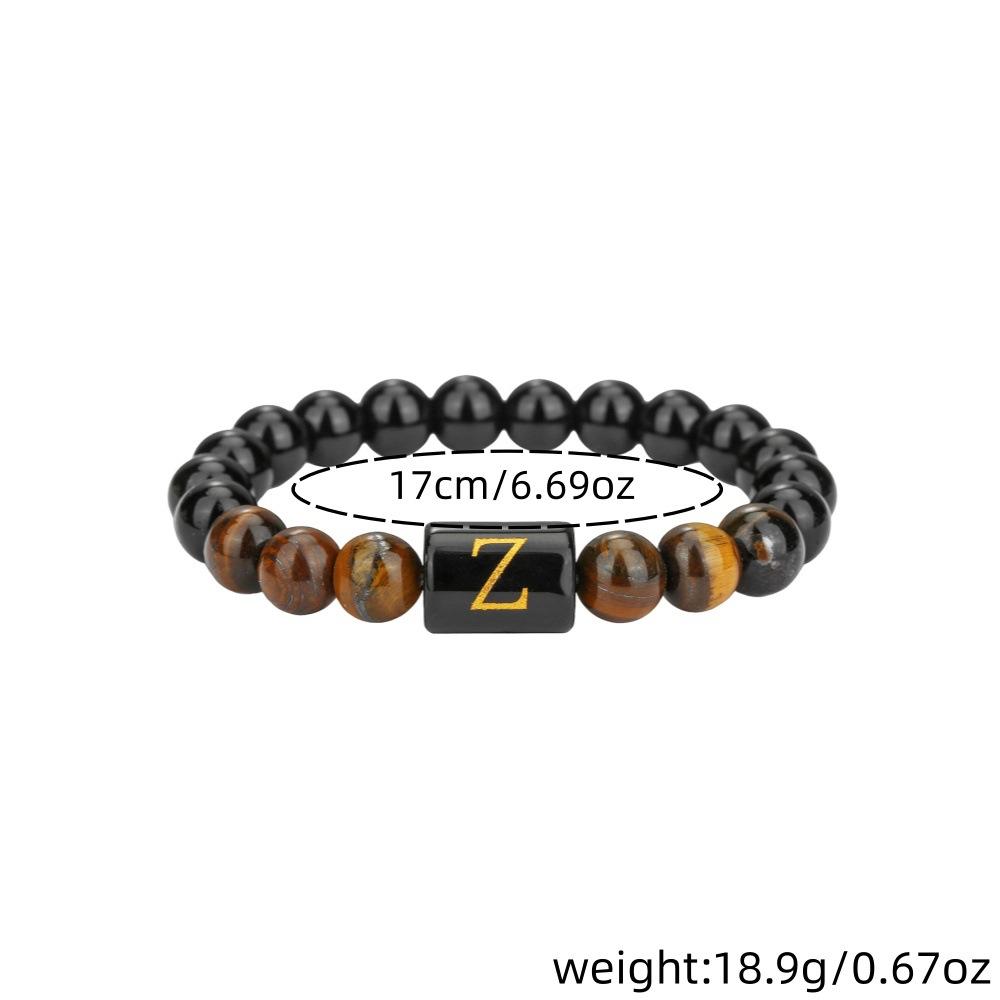 11 English alphabet tiger's eye stone bracelet ins design sense natural stone elastic beaded bracelet