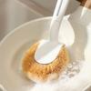 Pot Brush Ergonomic Long Handle Coconut Palm Bristles Cleaning Brush Multifunctional Kitchen Cleaning Tool