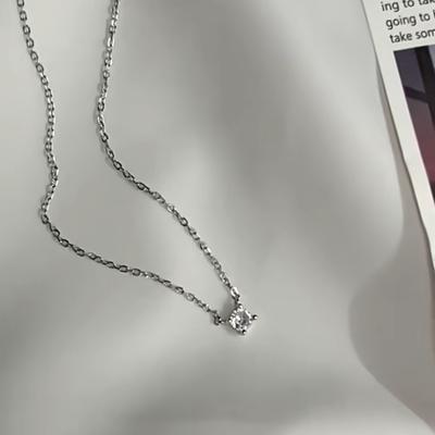 925 Sterling Silver Moissanite Clavicle Chain Necklace for Women 2024 New Trendy Ins Style Round Design