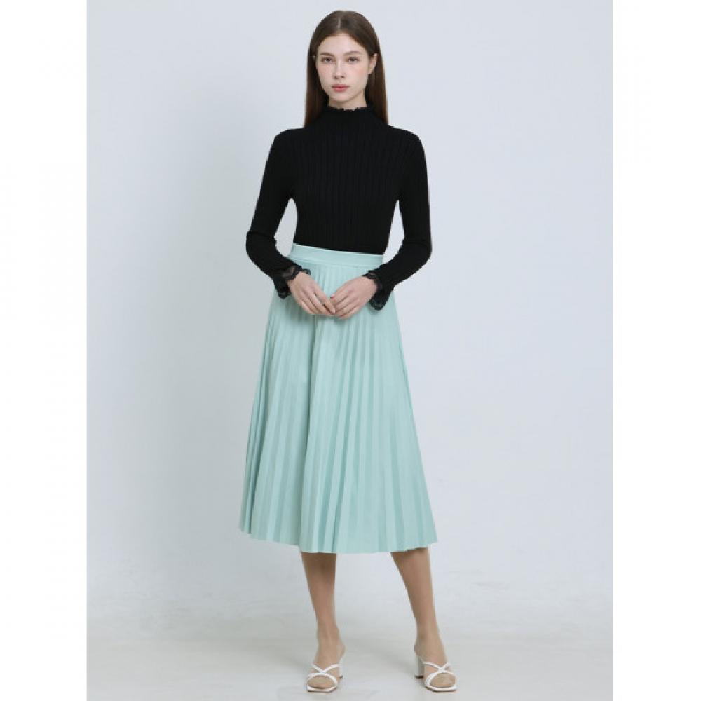 Ozoc Midi Skirt Solid Pleats