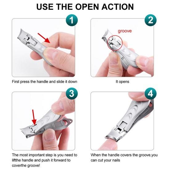 Портативные кусачки для ногтей с улавливателем, брызгозащищенные, острые, из нержавеющей стали, с широкими лезвиями, складные, маленькие
