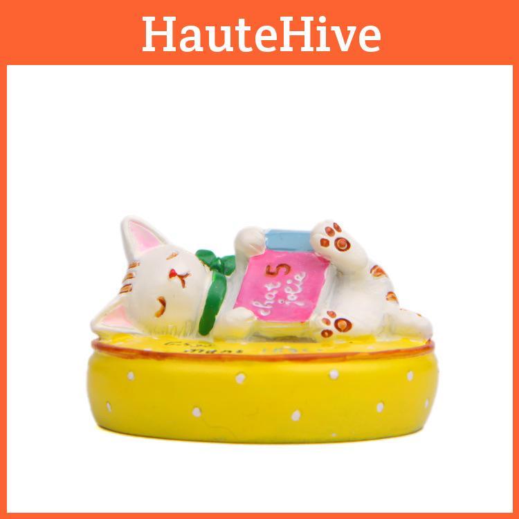 Cat Lying On A Cushion Reading A Book Resin Figurine For Living Decor Room