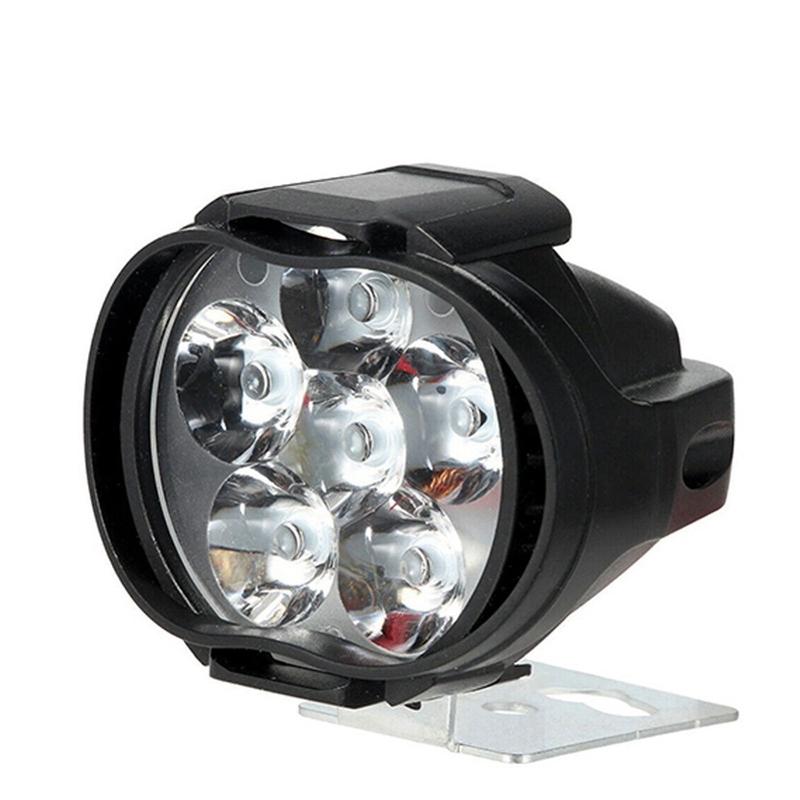 2Pc 6 LED Motorcycle Headlight Waterproof Super Bright Headlight Motorcycle Spotlights Auxiliary Scooters Work Light Accessories