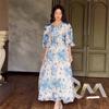 Летнее женское свежее элегантное длинное платье с милым принтом
