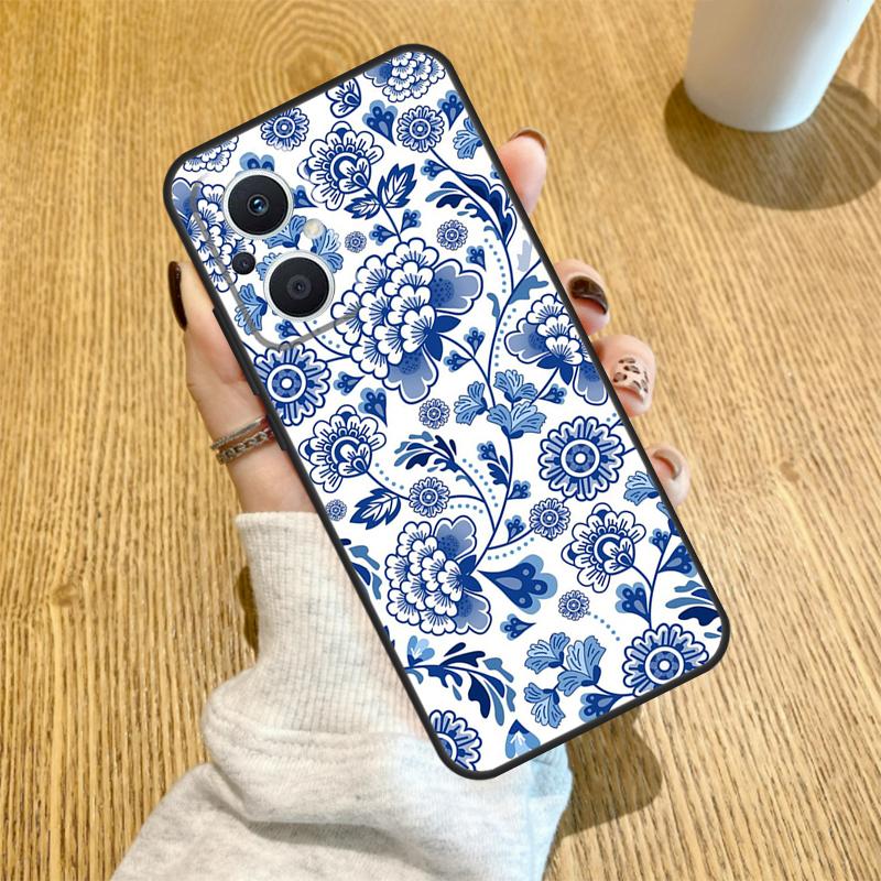 Сине-белый фарфоровый чехол для OPPO Reno 14 F 10 11 12 13 Pro 13F 12F 11F 7 8 Lite Чехол для OPPO Find X6 X5 X8 X9 Pro