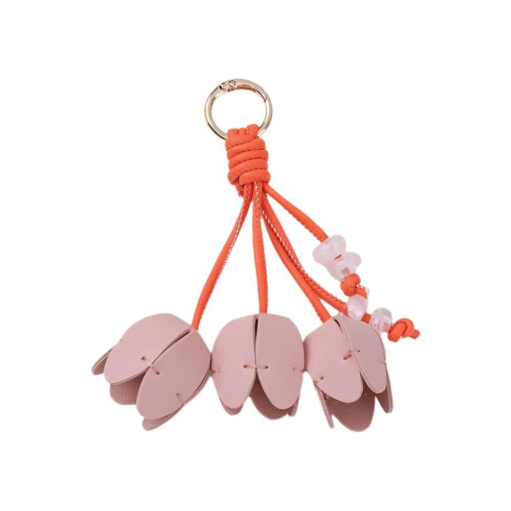 Tulip Shape Bag Charm Leather Like Decorative Charm Fashion Flower Keyring Bag Decor