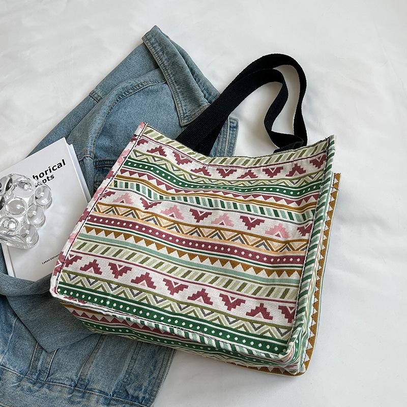 Большая вместительная холщовая сумка в этническом стиле для женщин, новый стиль, студенческая сумка для поездок на работу, ручная сумка через плечо