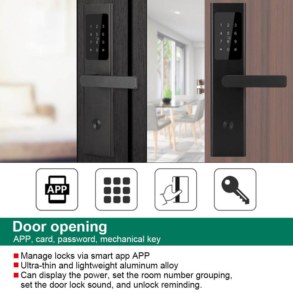Ультратонкий Bluetooth APP карта пароль ключ деревянный дверной замок для дома отель квартира черный