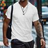 Мужская футболка с воротником Генри, короткими рукавами и пуговицами, однотонная повседневная летняя футболка для дома, спортзала, улицы, отдыха