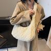 Rhombus Fashion Padded Cotton Winter Design Pleated Large Capacity Cotton Clothes Casual Embroidery Thread Shoulder Tote Bag