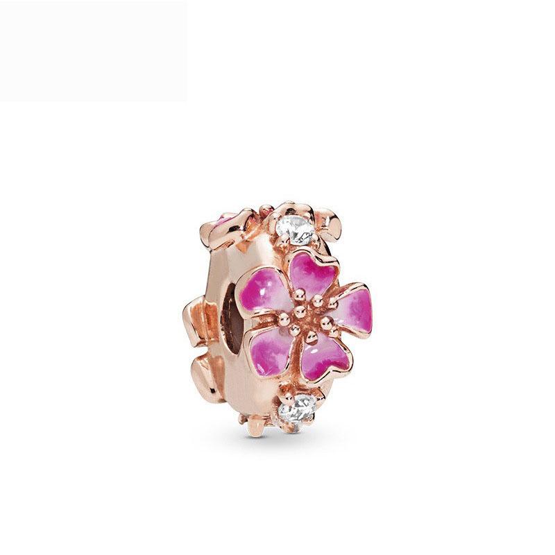 Серия Rose Gold Подвески-бусины в форме сердца Цветок Зажим Медь Подходит для Европейских Оригинальных Браслетов Сделай сам Элегантные Украшения