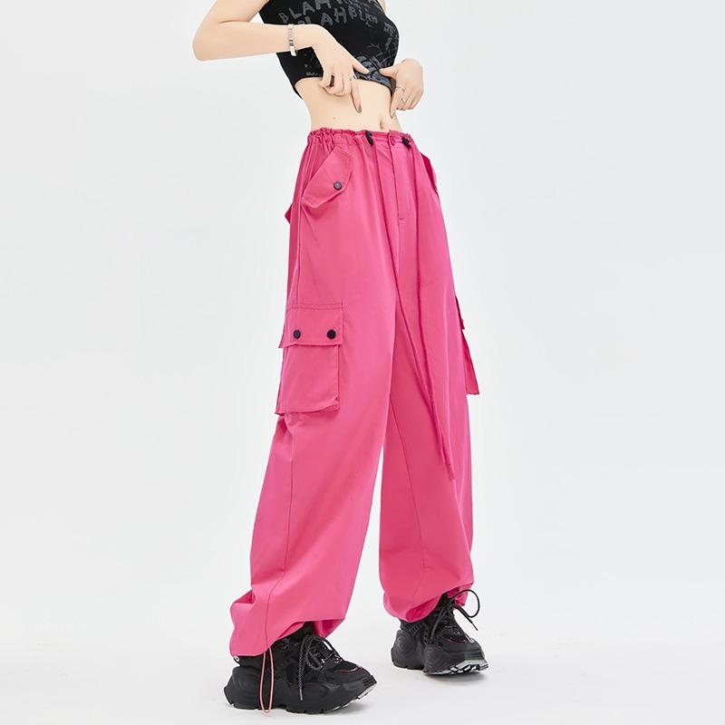 2024 Новые модные женские свободные брюки-карго весна-лето тонкие комбинезоны с карманами высокая талия широкие брюки прямые свободные спортивные брюки элегантные брюки 2391