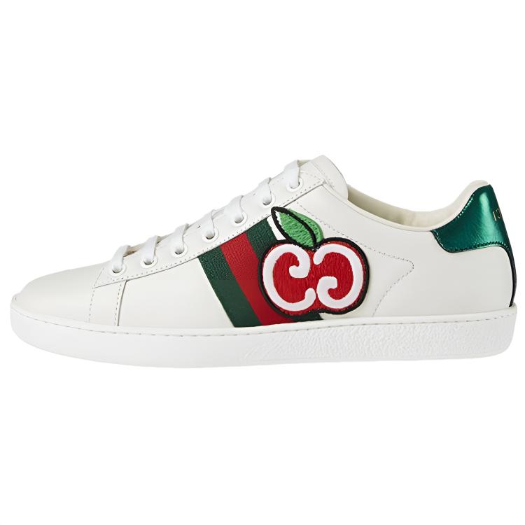 Gucci Womens Ace Low 'GG Apple Patch - White' (women's sizes) White / Green / Red / Green Skate Shoes 611377 DOPE0 9064