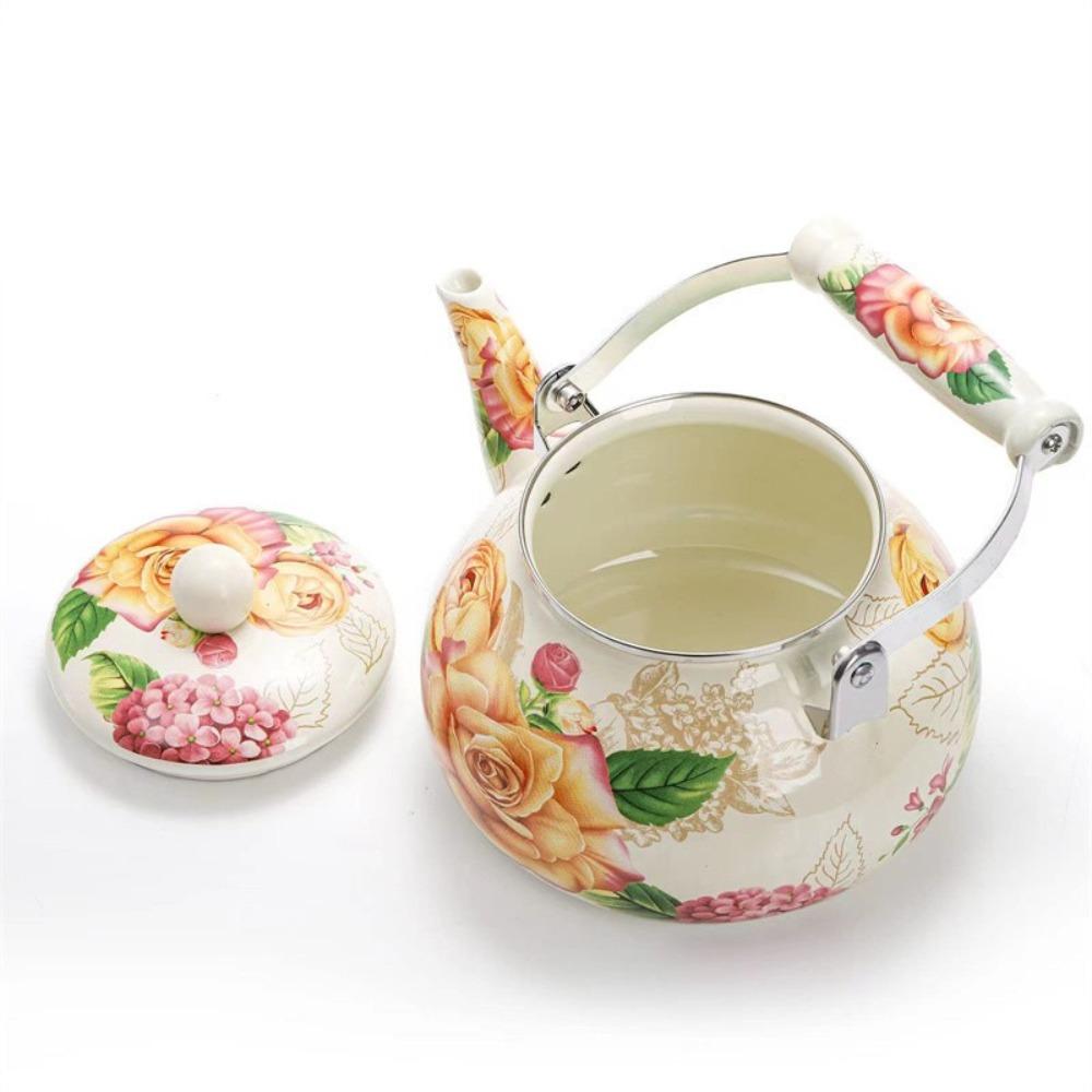 Чайник газовый в китайском стиле, эмалированный цветочным узором, эмалированный чайник, для газовой, индукционной плиты