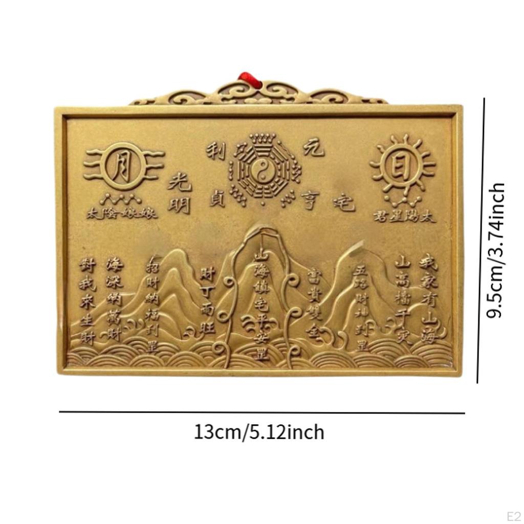 Chinese Feng Shui Bagua Decorative Mirror 13x9.5 Cm Copper Accessory