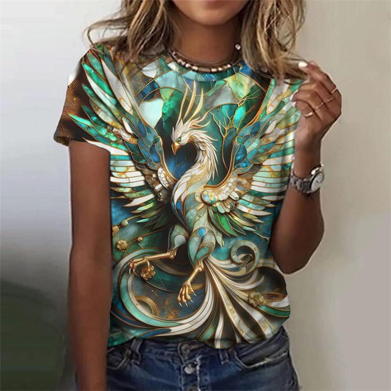 3D Printed Stereoscopic Animal T-Shirt For Women Dragon Phoenix Graphic Tees Summer Casual T Shirts O-Neck Tops Short Sleeves