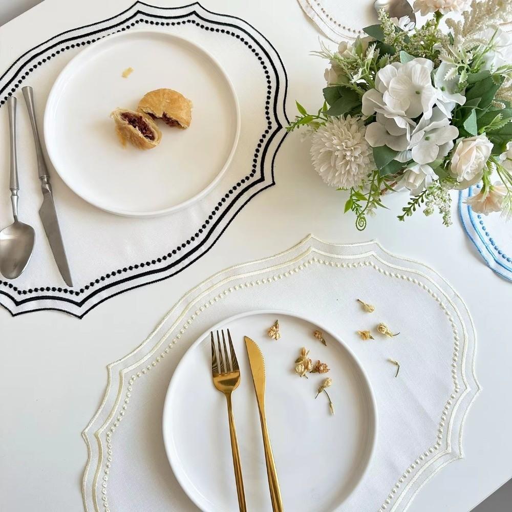 Новая винтажная салфетка под тарелку, салфетки, имитация хлопка и льна, моющаяся, декоративная скатерть, ткань с вышивкой французским кружевом, салфетка для стола