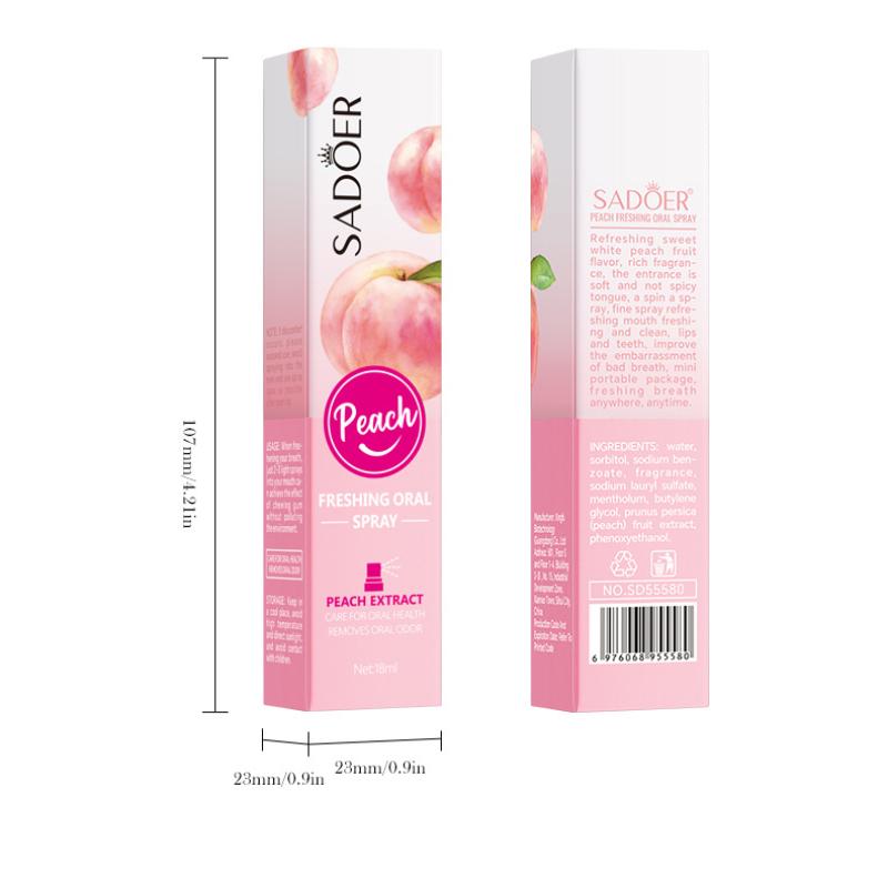 Спрей для полости рта 18 млSADOER Мята Персик Лимон Спрей для свежего дыхания