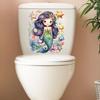 Creative Underwater World Mermaid Wall Stickers Waterproof PVC Self-adhesive Decals Vinyl Art Decoration Removable Toilet Lid Stickers Bathroom