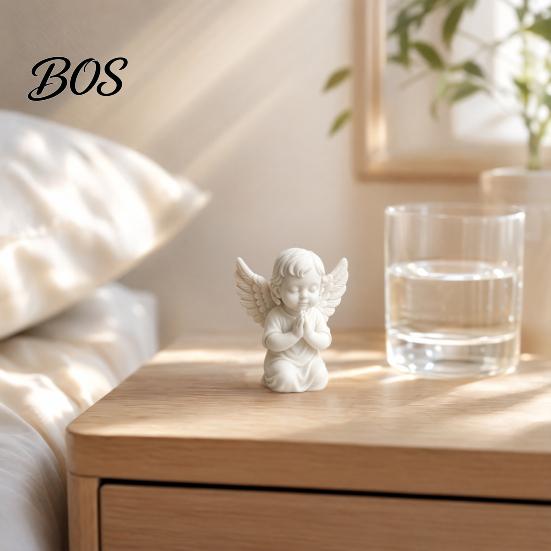 Mini Angel Statue 3D Printed Kneeling Figurine, Praying Cherub Desktop Statue, Wings Compact Decor Sculpture for Home Office Indoor Outdoor