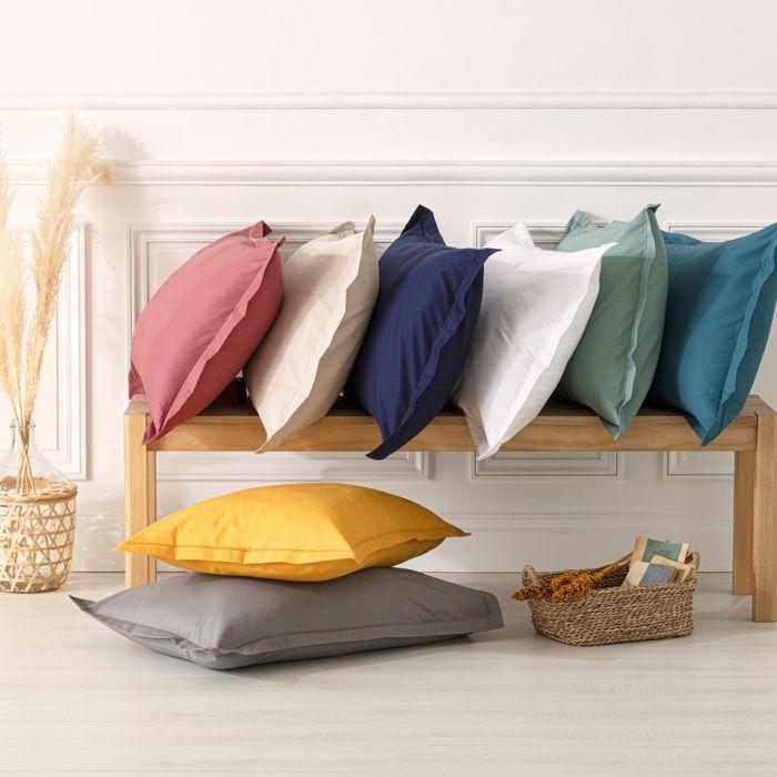 Taie D'oreiller "Carina" Coton Gris Souris 50x70cm - Atmosphera Createur D'interieur