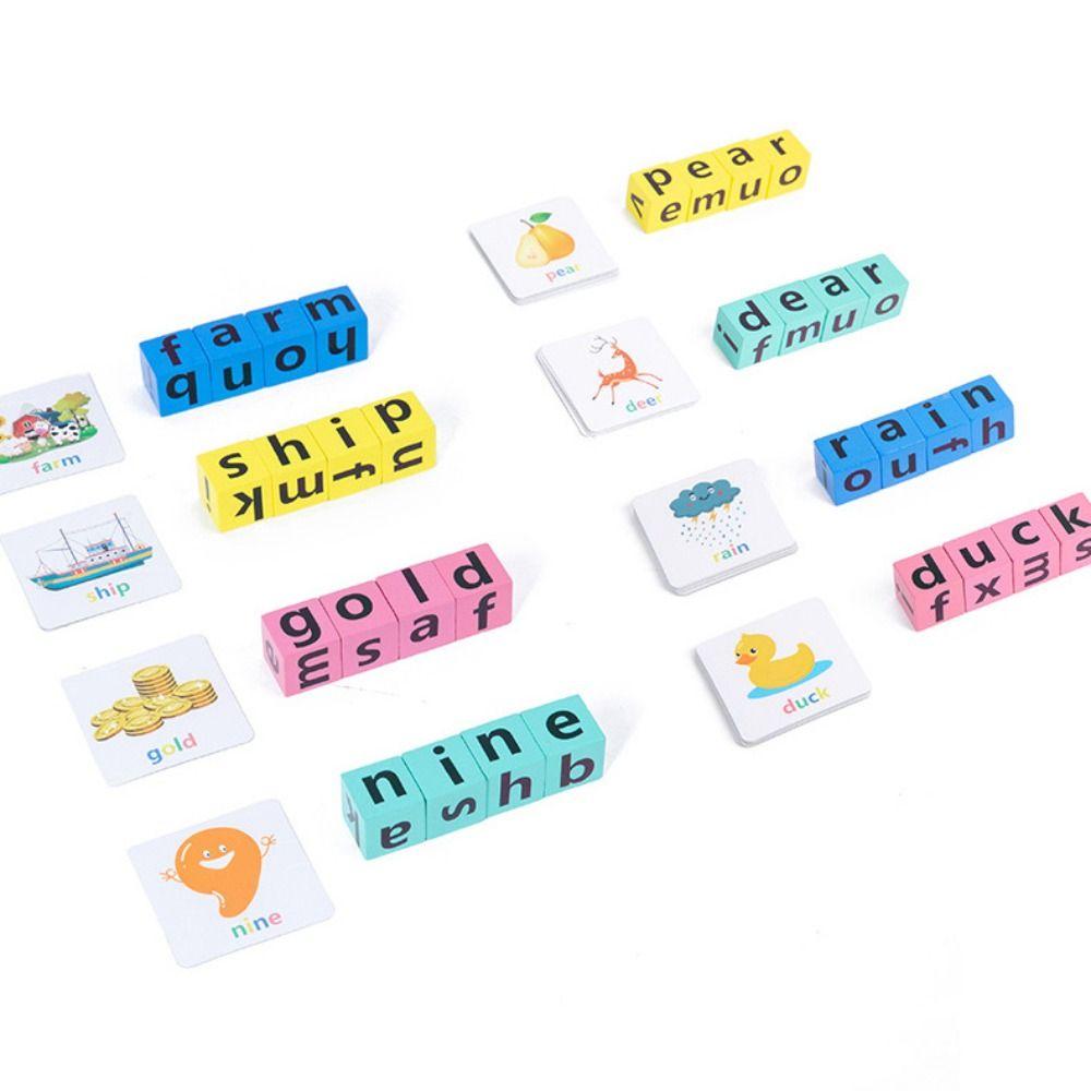 Letter Learning Wooden Puzzle Game Alphabet Spelling Game Letter Spelling Block English Words Card
