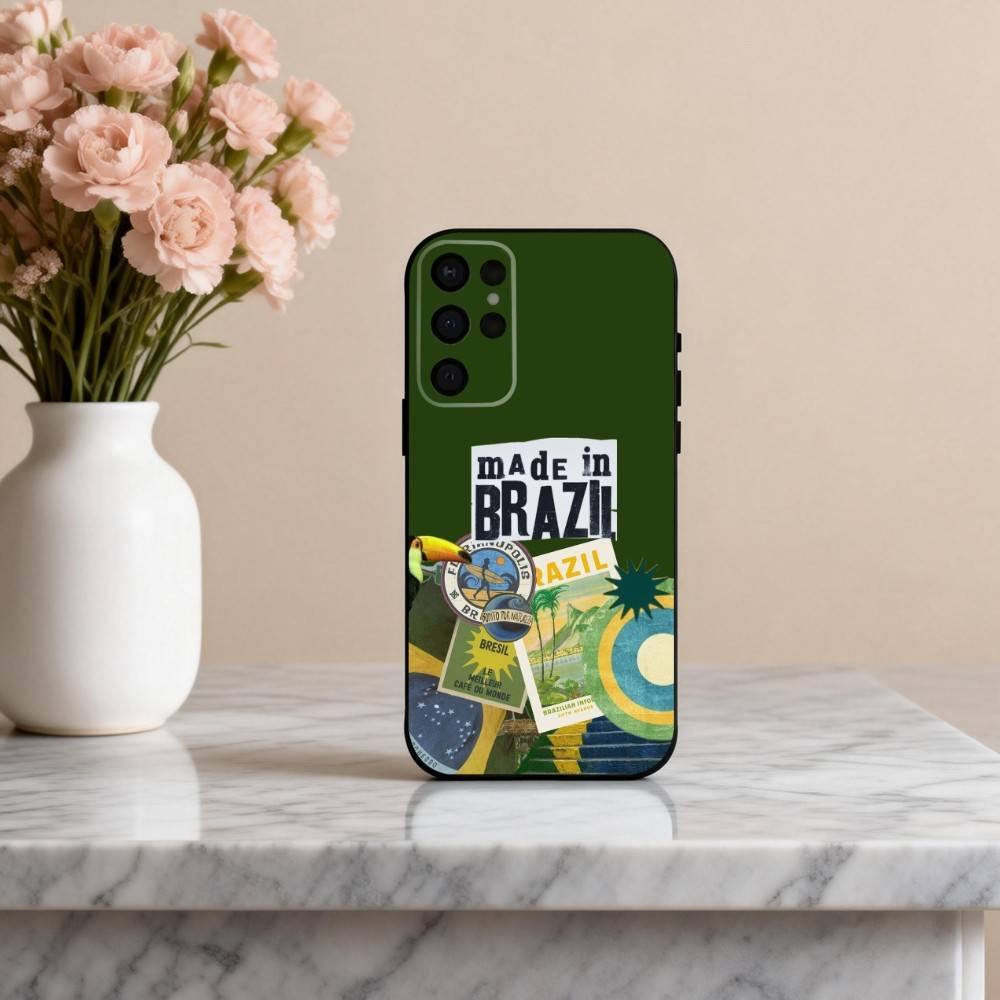 COOL B-Brazilian-N F-Flag-G ART Phone Case For Samsung S25,24,23,22,30,21,10,9,Ultra,Plus,Lite,FE,4,5 G Soft Black Case