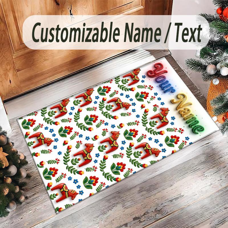 Decorative Artwork Theme Crystal Velvet Rug Personalized Custom Name Text Soft Floor Mat Home Decor