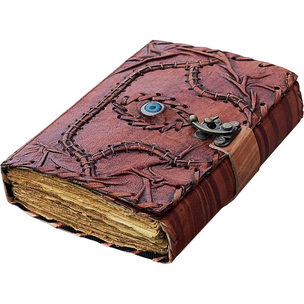 Кожаный журнал Deckle Edge Paper Гримуар «Третий глаз» Фокус-покус Книга заклинаний Старинный кожаный журнал Книга теней Викканский блокнот