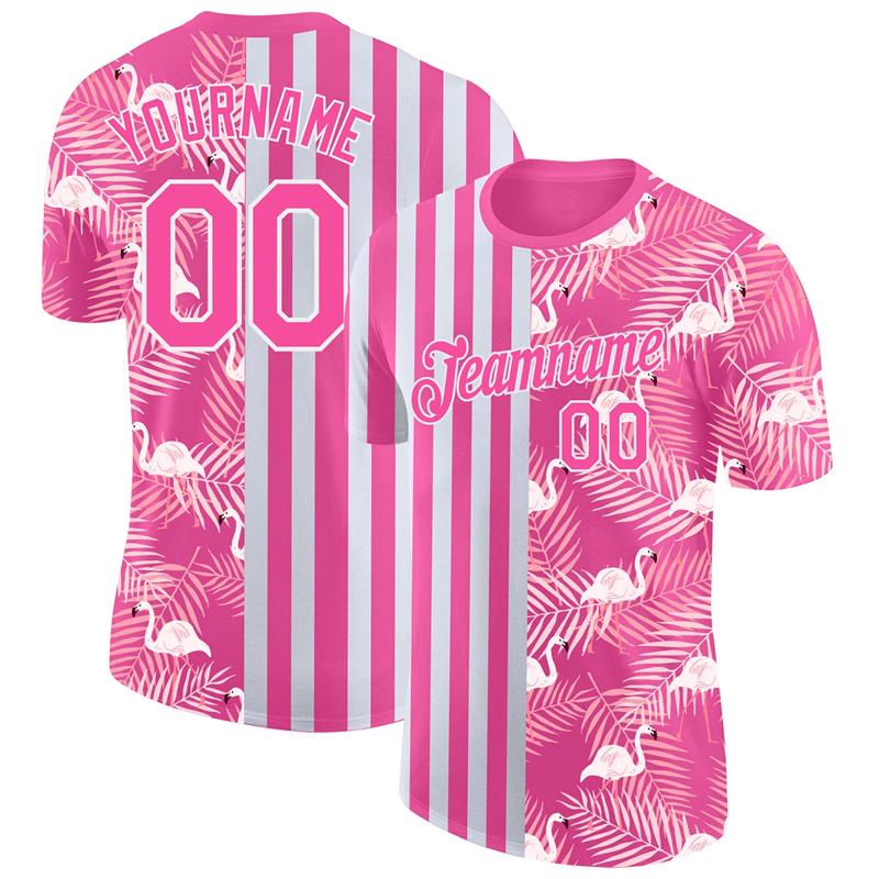 Flamingo Graphic 3D Print Customized Name Jersey Men's T-shirt Short Sleeve Gym Sport Fitness Hawaiian Style Tees