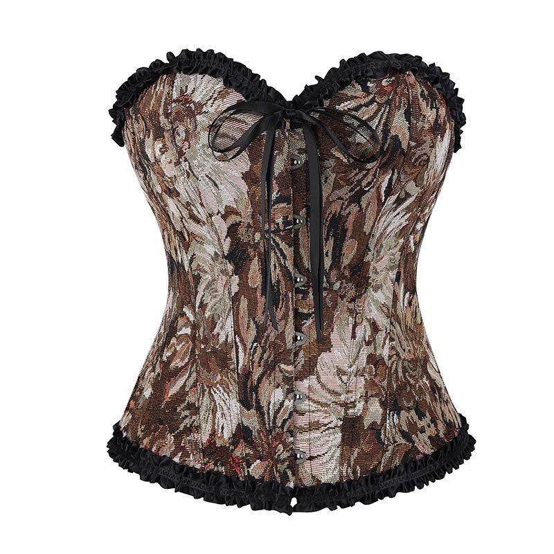 Женский Корсет Body Shapewear в Дворцовом Стиле с Жаккардовым Кружевом и Воланами, Масляная Живопись Моне