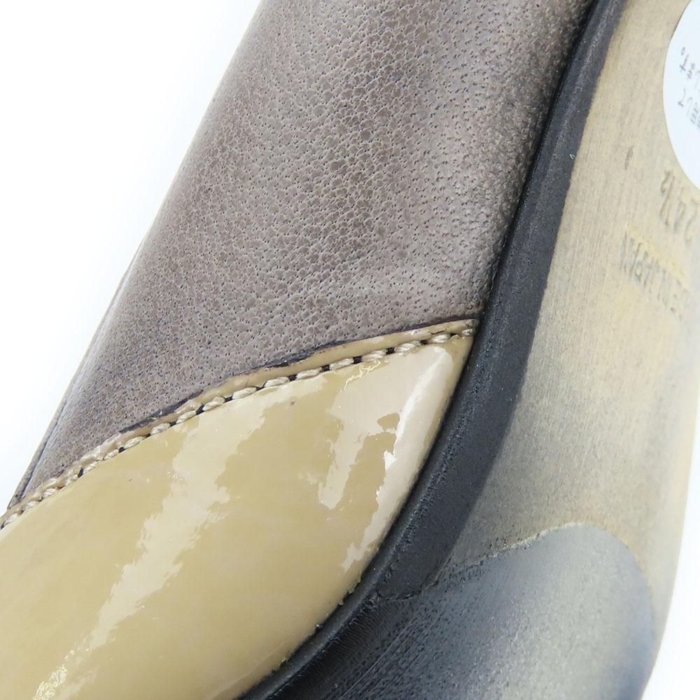 Used RABOKIGOSHI Works pumps 24 1/2 leather/enamel charcoal latté JP size around 9.6"