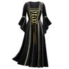 Classic Square Collar High-Waist Lightweight Medieval Cosplay Halloween Maxi Dress Costume
