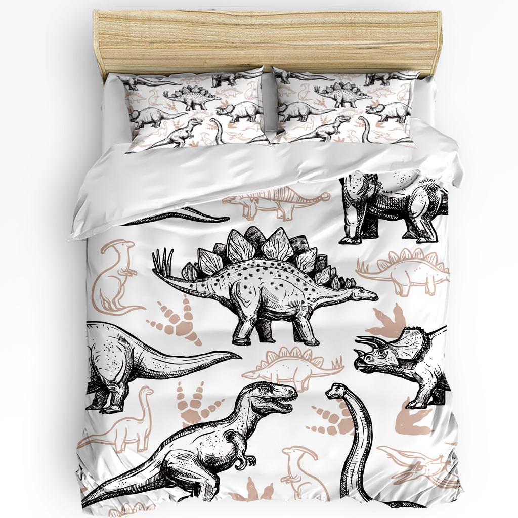 Cartoon Dinosaur Duvet Cover with Pillow Case Custom 3pcs Bedding Set Quilt Cover Double Bed Home Textile