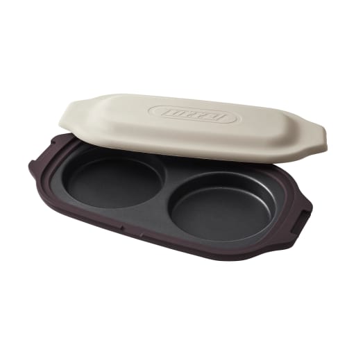 Toffy Microwave Double Grill Plate K-MW5, Simply Place in Microwave, Cooks Two Dishes Simultaneously, Time-Saving, Includes Recipe Book, Non-stick Coa