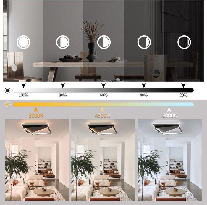 Plafonnier LED - NETTLIFE - 40W 48cm - Dimmable - Télécommande - Noir