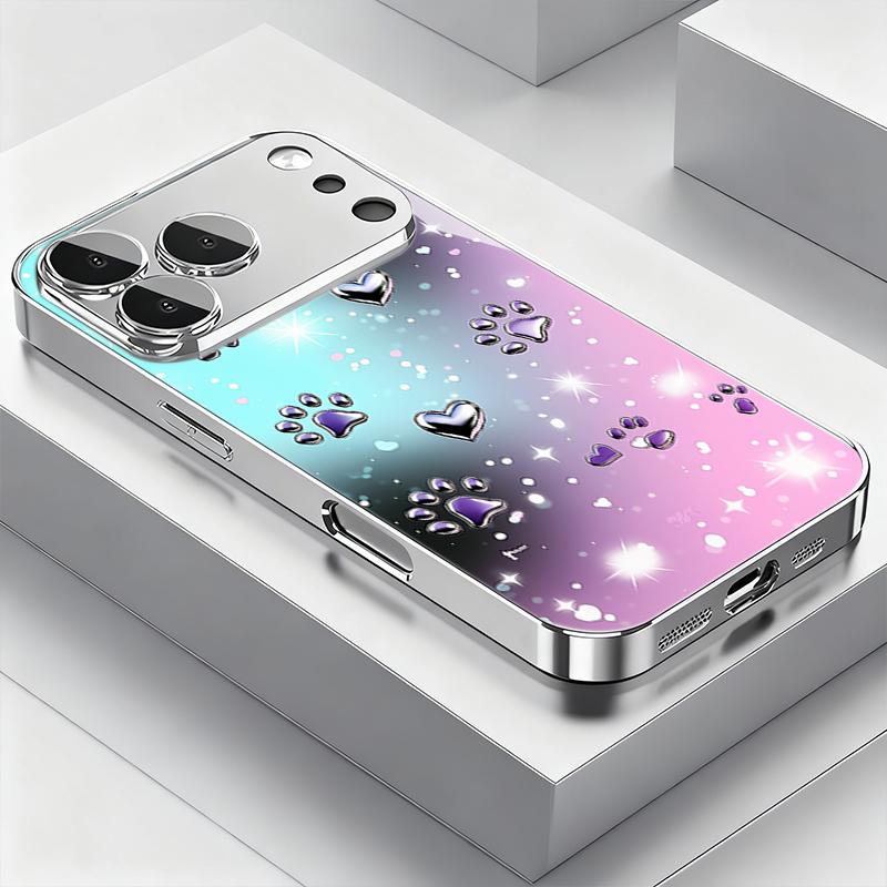 Фиолетово-серебристый чехол из закаленного стекла с принтом 'Love Claw' для Samsung Galaxy S26 Ultra S25 Plus S24 FE S23 FE Черный Стильный Чехол