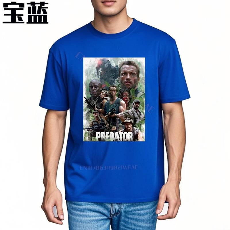 Unisexs Top Short sleeve Quick Dry T Shirt Predator Movie Poster On Black Short sleeve Vintage Tshirt New Arrived Round Neck