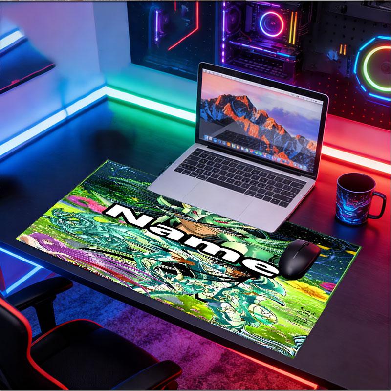 Custom Name Personalized Saint Seiya Pattern Mousepad, Laptop PC Desk Mat, Decorative Desk Mat for Home Keyboard Pad Gift