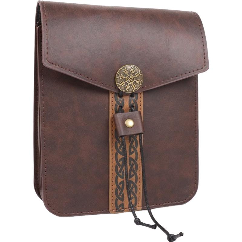 Стимпанк Средневековый Панк Стиль Сумки на Пояс для Мужчин ПУ Кожаный Кошелек для Монет Подвесной Поясная Сумка на Пояс Сумка на Бедро со Шнурком Косплей