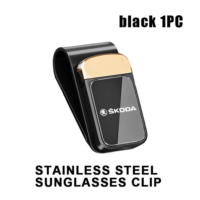 For Skoda Car Sunglasses Clip Sun Visor Holder Card Ticket Holder Storage Clips Eyeglasses Hanger VRS Octavia 1 2 3 Rapid Kodiaq